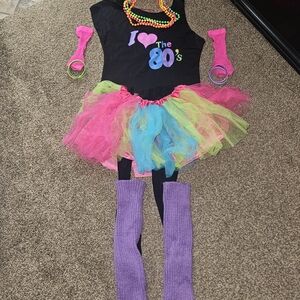 80s Kids Costume with Neon Tutu and Accessories